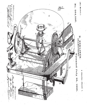 Emile Berliner patent 564.586 schéma